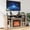 Log Color, variant on Black TV Stand with Fireplace for 65/75/80 inch TV, 23“ Remote-Control Fireplace Heater, Farmhouse Entertainment Center with Doors and Shelves, TV Console for Living Room/Bedroom