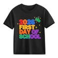thumbnail image 4 of Kids Back To School T Shirt Crew Neck Short Sleeve Stylish Print Pullover Tops Casual Loose Summer Outfits (7 Years, Black), 4 of 9