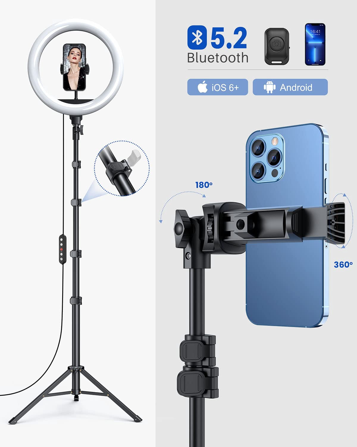 12'' Ring Light With Stand 72'' Tall & 2 Phone Holders 38 Color Modes Selfie Tripod  Big Led For Iphone/android/camera Makeup