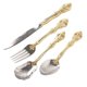 thumbnail image 5 of Juego de cubiertos chapados en oro para carne, cuchillo y tenedor de acero inoxidable 304, juego de cubiertos Retro, 5 piezas, 5 of 5