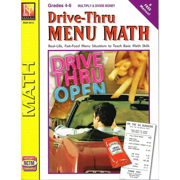 Remedia Drive-Thru Menu Math: Multiply & Divide Money Book Grades 4 - 6 REM601C