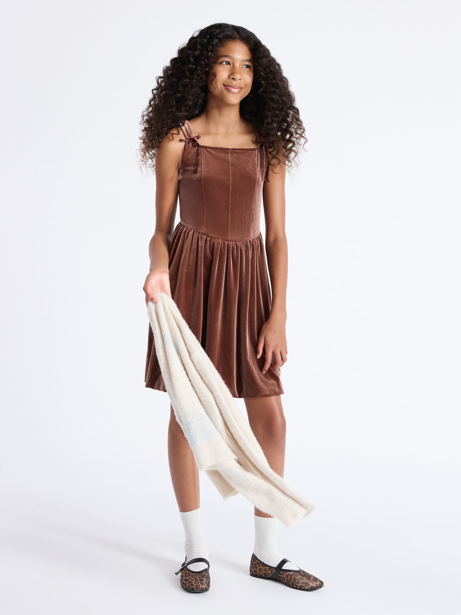 Weekend Academy Girls Sleeveless Velour Corset Dress, Sizes 4-18
