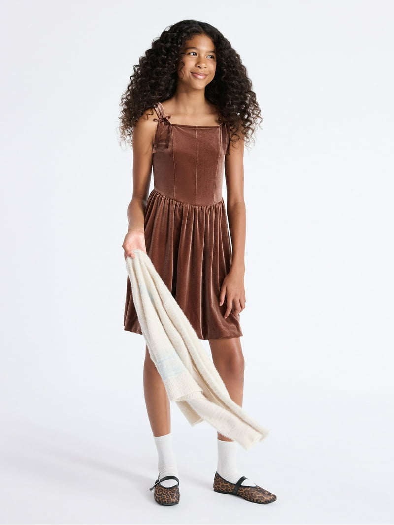 Weekend Academy Girls Sleeveless Velour Corset Dress, Sizes 4-18