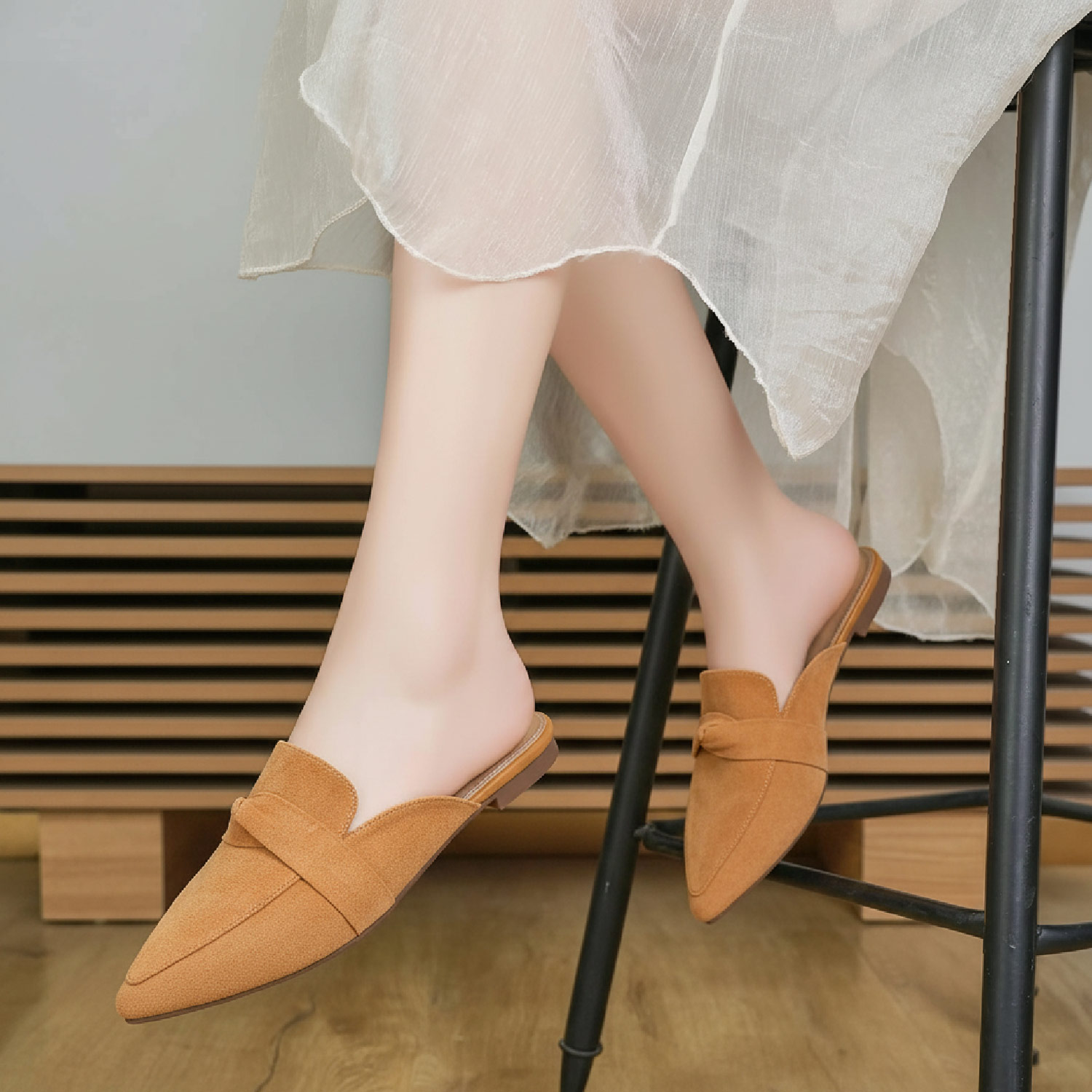 Ecetana Women's Pointed Toe Mules With Twisted Bow photo 6
