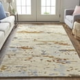 thumbnail image 5 of 2' X 3' Ivory Blue And Brown Wool Abstract Tufted Handmade Stain Resistant Area Rug, 5 of 10