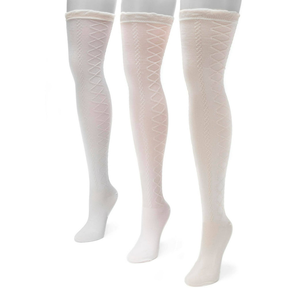 Muk Luks - Women's Lace Texture Over the Knee Socks 7 x 3.5 - Walmart ...