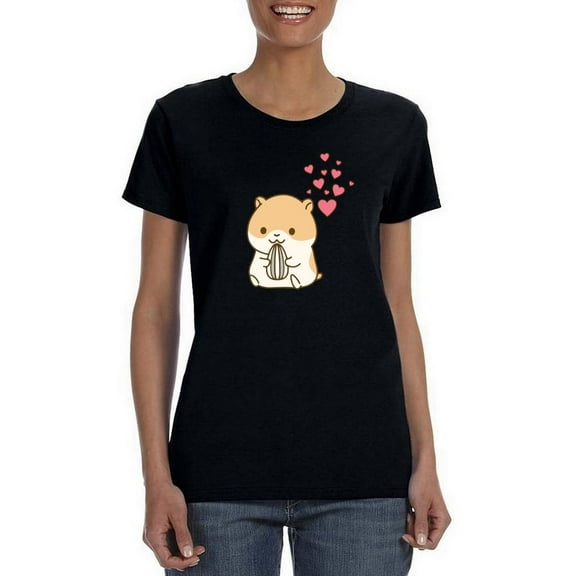 Cute Hamster With Hearts T-Shirt Women -SPIdeals Designs, Female Medium