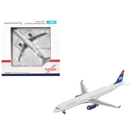 Airbus A321 Commercial Aircraft "American Airlines" (N578UW) Gray with Blue Tail 1/500 Diecast Model Airplane by Herpa