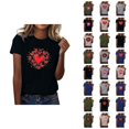 thumbnail image 1 of T-shirts de la Saint-Valentin pour Femmes 2026 à Manches Courtes Col Rond avec Cœur Graphique, 1 of 4