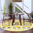 thumbnail image 4 of Lemon Gnomes 6ft Round Rugs, Summer Botanical Fruit Yellow Buffalo Plaid Washable Non-Slip Area Rugs for Living Room Bedroom Kitchen, Soft Low Pile Dining Room Kicthen Circle Carpet, Indoor Floor Rug, 4 of 9