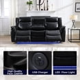 thumbnail image 6 of Othniel Power Reclining Couch Sofa with LED Light USB Port,Cup Holder,AC Outlet Faux Leather Black, 6 of 7