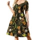 thumbnail image 1 of s En el jardín de flores tropicales - Vestido negro de manga corta vestidos de playa vestido de verano vestidos de manga larga Vestido, 1 of 7