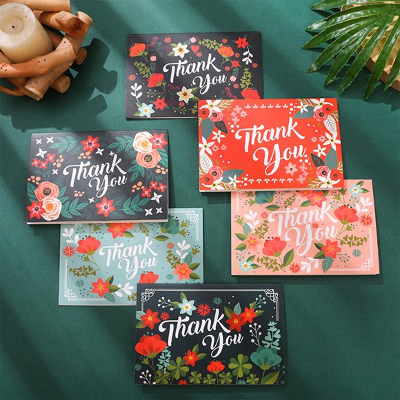 Meitianfacai 6pcs Thank You Greeting Cards Blessing Message Blank Small Cards Holiday Birthday Gift Cards With Envelopes