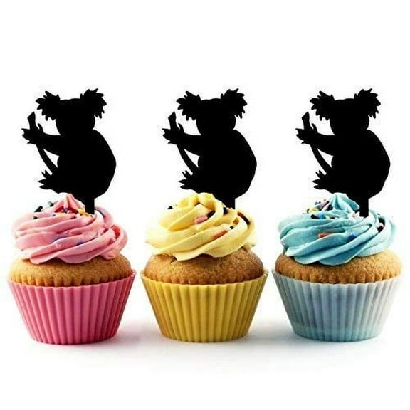 Koala Bear Silhouette Acrylic Cupcake Toppers 12 pcs
