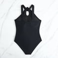 thumbnail image 4 of GYRATEDREAM Girls One Piece Swimsuits Kids Solid Color Quick Dry Adjustable Straps Hollow out Bathing Suit Beach Swimwear Black for 7-12Y, 4 of 7