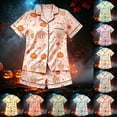 thumbnail image 4 of shoper Halloween Girls Pajama Set Lapel Collar Long Sleeve Pants Soft Spandex Sleepwear 2-15 Years, 4 of 4