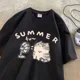 thumbnail image 2 of Camiseta de algodón puro con ventilador de soplado creativo callejero para hombres y mujeres, ropa de pareja de manga corta Harajuku relajada, Top Harajuku Unisex, 2 of 5
