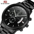 thumbnail image 2 of Vava Voom men stainless steel watches classic business Black Clock man 3Bar waterproof calendar quartz luxury mens wristattch free shipping, 2 of 10