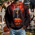 thumbnail image 2 of Leidass Halloween Hoodie for Men Funny Pumpkin Face Hooded Sweatshirts Scary Skull Long SLeeve Tops Holiday Costumes Orange XL, 2 of 5