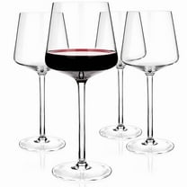 16oz Red Wine Glasses Set of 4-LeadFree Crystal Wine Glass with Tall Long Stem, Hand Blown Italian Style Stemmed Square Wine Glasses Gifts for Home Party