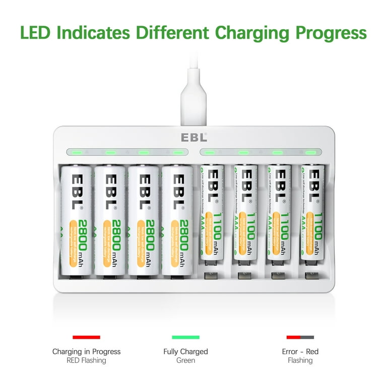 EBL Rechargeable AA Batteries 2800mAh (4 Pack) and AAA