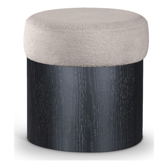 Meridian Furniture Nimes Beige Velour Fur Fabric Ottoman/Stool