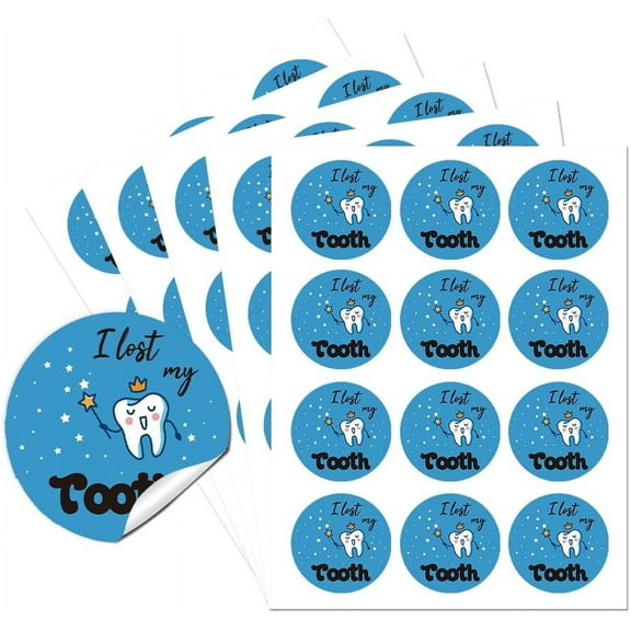 1.97 Inch I Lost My Tooth Sticker Labels 60 Pcs Tooth Fairy Party Circle Stickers Tooth Stickers Self-Adhesive Dental Stickers for Birthday Party Favors Envelope Seals and Goodie Bags
