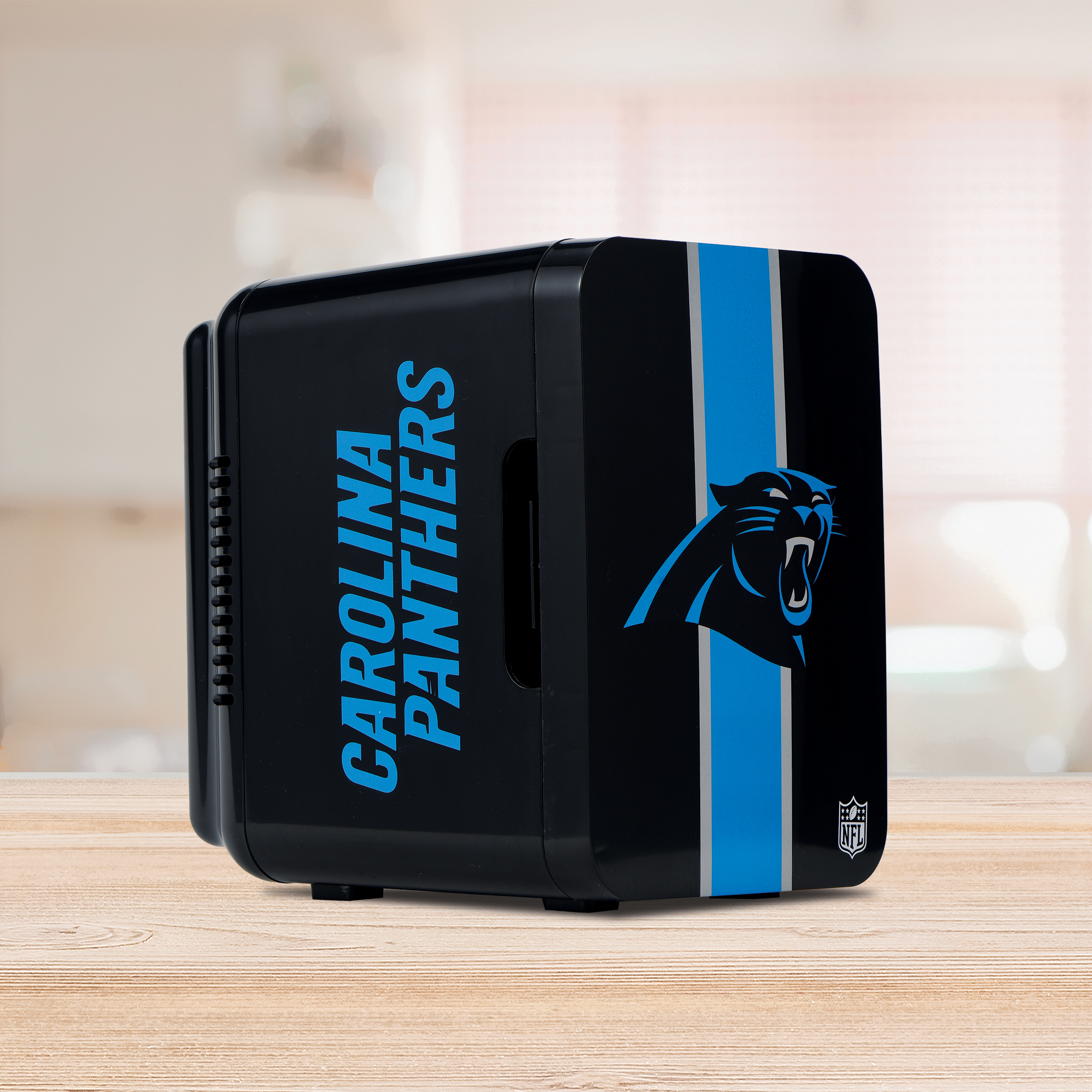 NFL Carolina Panthers Mini Fridge, Black, 4L, 6 Cans