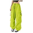 thumbnail image 3 of Women's Casual Pants Baggy Cargo Solid Color Streetwear Hop Joggers Sweatpants Drawstring Loose Wide Leg Trousers, 3 of 6
