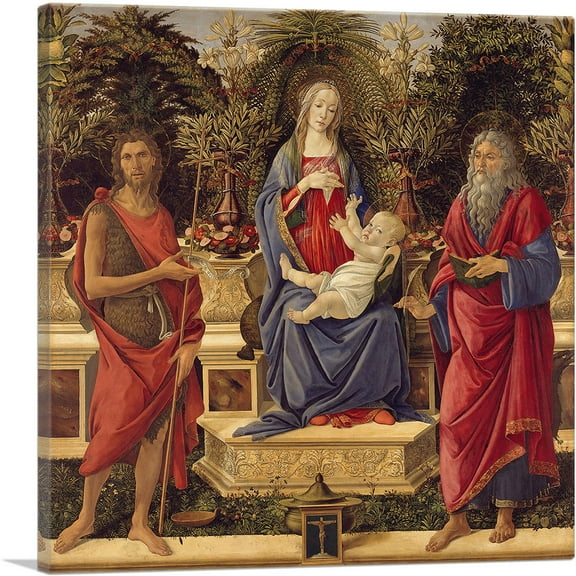 ARTCANVAS Madonna with Saints Canvas Art Print by Sandro Botticelli - Size: 18" x 18" (0.75" Deep)