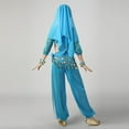 thumbnail image 6 of Sky Blue Kids Girls Belly Dance Costume Set - 5-Piece Outfit with Top Pants Accessories, 100% Polyester for 5-15 Years Dance Class & Recitals,Size 13-15 T, 6 of 7