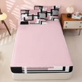 thumbnail image 4 of Homewish Modern Geometric Zipper Twin Comforter Sets with Fitted Sheet and 2 Pillowcases, Pink White Black Zipper Bedding Set, 4 of 7
