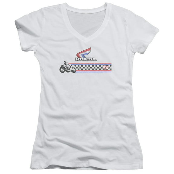 Honda 1985 Red White Blue Junior Women's V-Neck T-Shirt White