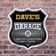 thumbnail image 4 of Dave's Garage I Can Fix Everything But Stupid 12 inch X 12 inch Shield Shaped Commercial Grade Plastic Sign To last, Gift for Dads and Uncles Classic Americana Crafted in the USA, 4 of 7