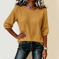 thumbnail image 4 of Neewe Womens Plain Round Neck Half Sleeve Top Curved Hem Blouses Loose Shirts Spring Summer Fashion Casual T Shirts, 4 of 7