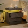 thumbnail image 4 of YSNW LED Night Stand Bedside Table with LED Light Nightstands for Bedroom with 2 Drawers Modern Night Stand for Bedroom(Solid Grey), 4 of 14