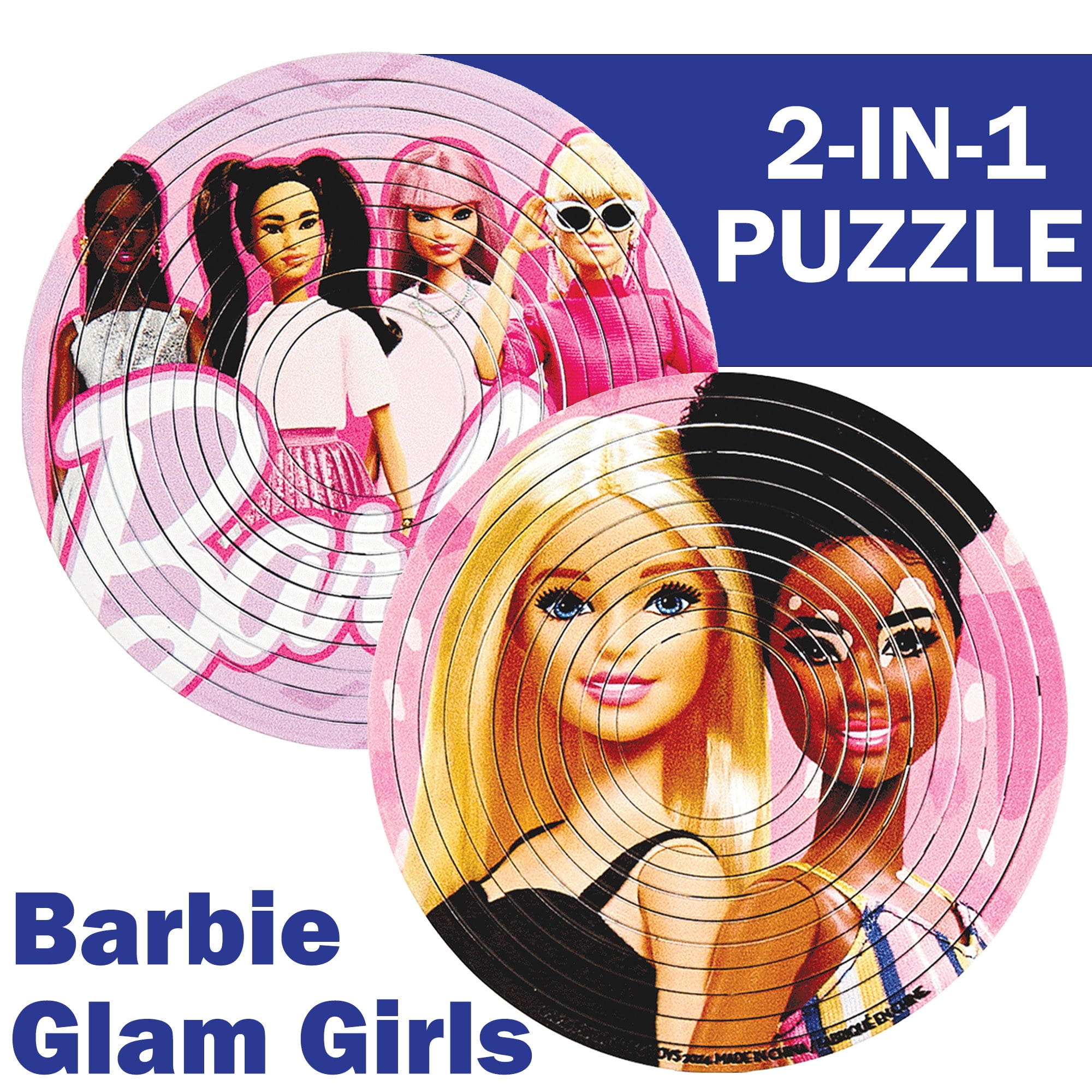 Spin Flip Puzzle: Barbie Glam Girls - 12 Rings - 2-In-1: Double-Sided Puzzle, Spin-Flip-Solve, 360 Degress Of Puzzling, Licensed, Adults & Kids 8+