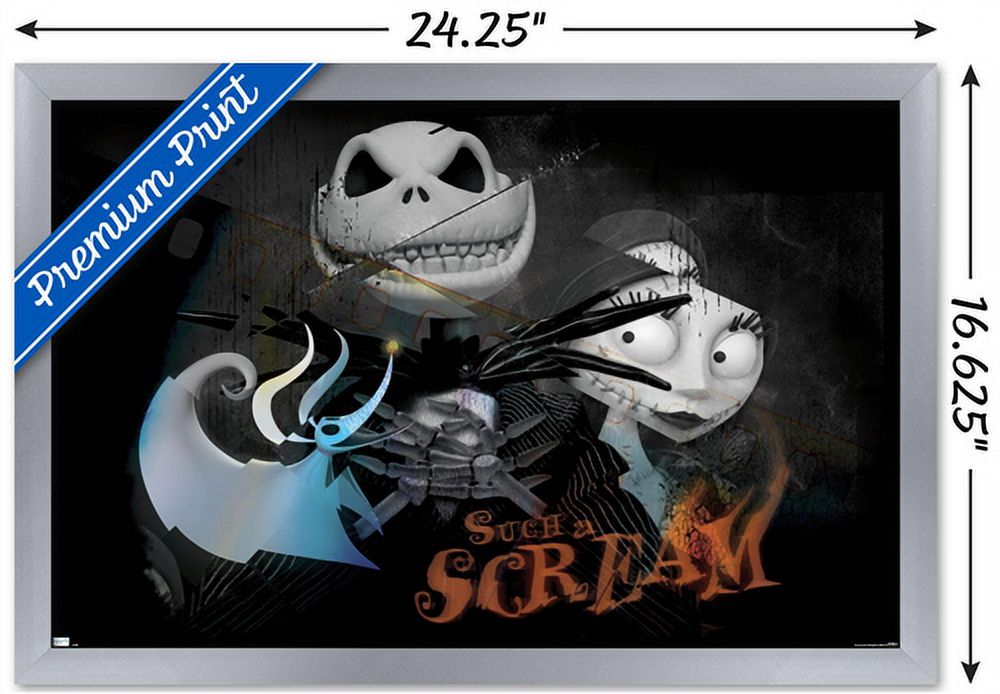 Disney Tim Burton's The Nightmare Before Christmas - Distorted Scream Wall Poster, 14.725" x 22.375" Framed