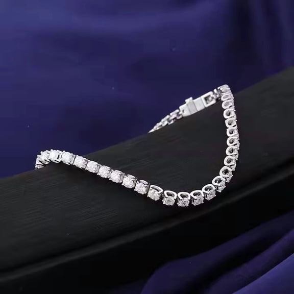 3MM Women Tennis Bracelet 9Ct Round Cut Lab Created Diamond 14k White Gold Plated