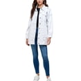 thumbnail image 4 of Women's Mid Length Distressed Cotton Denim Button Up Oversized Jean Jacket (White, XL), 4 of 6