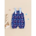 thumbnail image 4 of Bagilaanoe 4th of July Jumpsuit for Newborn Baby Girl Sleeveless Stars Print Romper Overalls 3M 6M 9M 12M 18M Infant Independence Day Clothes, 4 of 7