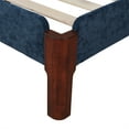 thumbnail image 6 of Full Size Upholstered Platform Bed, Platform Bed Frame with Velvet Padded Headboard, Wood Legs and Slats Support, Bedroom Mattress Foundation for Teens Adults, No Box Spring Needed, Navy Blue, 6 of 7