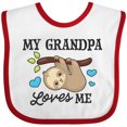 thumbnail image 3 of Inktastic My Grandpa Loves Me with Sloth and Hearts Boys or Girls Baby Bib, 3 of 4