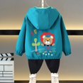 thumbnail image 2 of Afuyipoi Kids Hooded Print Jacket Lightweight 1-11 Years Waterproof Windbreaker Fall Outdoor Top for Boys Girls Green Size 7, 2 of 7