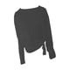 thumbnail image 3 of Camisetas de manga larga para mujer, túnicas con abertura lateral, blusas finas para club, bar, verano negro, 3 of 9