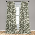 thumbnail image 2 of Forest Window Curtains, Repetitive Autumn Themed Botanical Fern Leaves Sketch Illustration Print, Lightweight Decor 2-Panel Set with Rod Pocket, Pair of - 28"x95", Army Green and White, by Ambesonne, 2 of 3