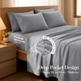 thumbnail image 3 of Lux Decor Queen Size Bed Sheets - 6 Piece Ultra-Soft Microfiber Sheets Set, Deep Pocket Fitted Sheet, Flat Sheet & 4 Pillowcases, Breathable Hotel Luxury, OEKO-TEX Certified, Dark Grey, 3 of 10