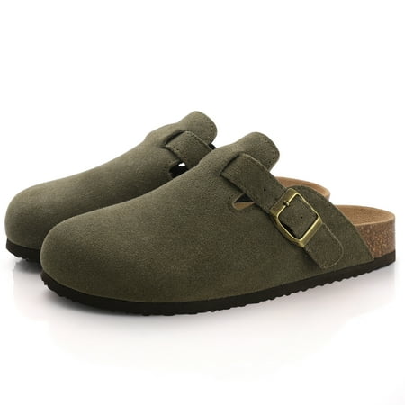 

Women s Suede Clogs Home Slippers Fashion Leather Mules Men Cork Footbed Sandals Potato Shoe with Arch Support For Beach