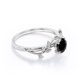 thumbnail image 4 of JeenMata Anillo de Compromiso con Diamante Negro de 0,50 Quilates Creado en Laboratorio de Corte Redondo, con Forma de Hoja y Enredadera, Chapado en Oro Blanco de 18 K sobre Plata, 4 of 6