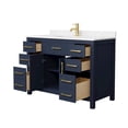thumbnail image 3 of Wyndham Collection Beckett 48" Wood Single Bathroom Vanity in Dark Blue/Gold, 3 of 6